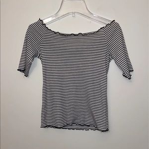 Off the shoulder striped shirt